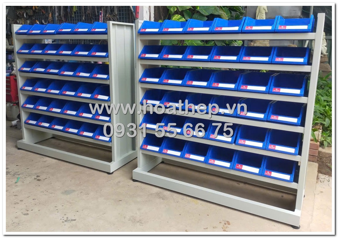 kệ dụng cụ 6 tầng, kệ 36 khay, kệ để đồ c&ocirc;ng nghiệp size lớn, kệ sơn tĩnh điện m&agrave;u x&aacute;m