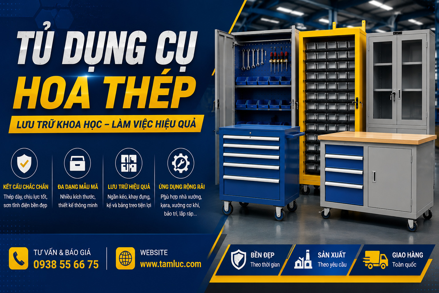 Tủ dụng cụ Hoa Thép - Giải pháp lưu trữ thông minh cho nhà xưởng, xưởng cơ khí