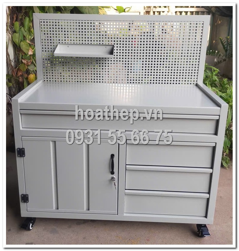Tủ dụng cụ 5 ngăn, tủ đựng đồ nghề c&oacute; kh&oacute;a, b&agrave;n nguội kết hợp tủ đồ nghề, gi&aacute; tủ đồ nghề 5 ngăn k&eacute;o, xe đẩy dụng cụ 5 ngăn