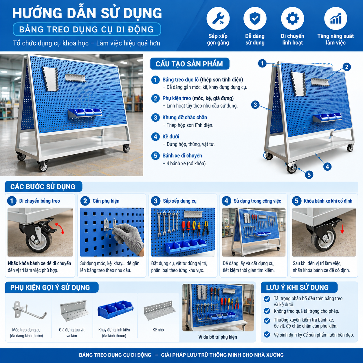 Bảng treo dụng cụ: Sắp xếp khoa học, hiệu quả làm việc