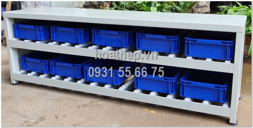kệ đựng linh kiện 2 tầng,  kệ linh kiện ray k&eacute;o con lăn,  kệ đựng linh kiện 1500x500x460